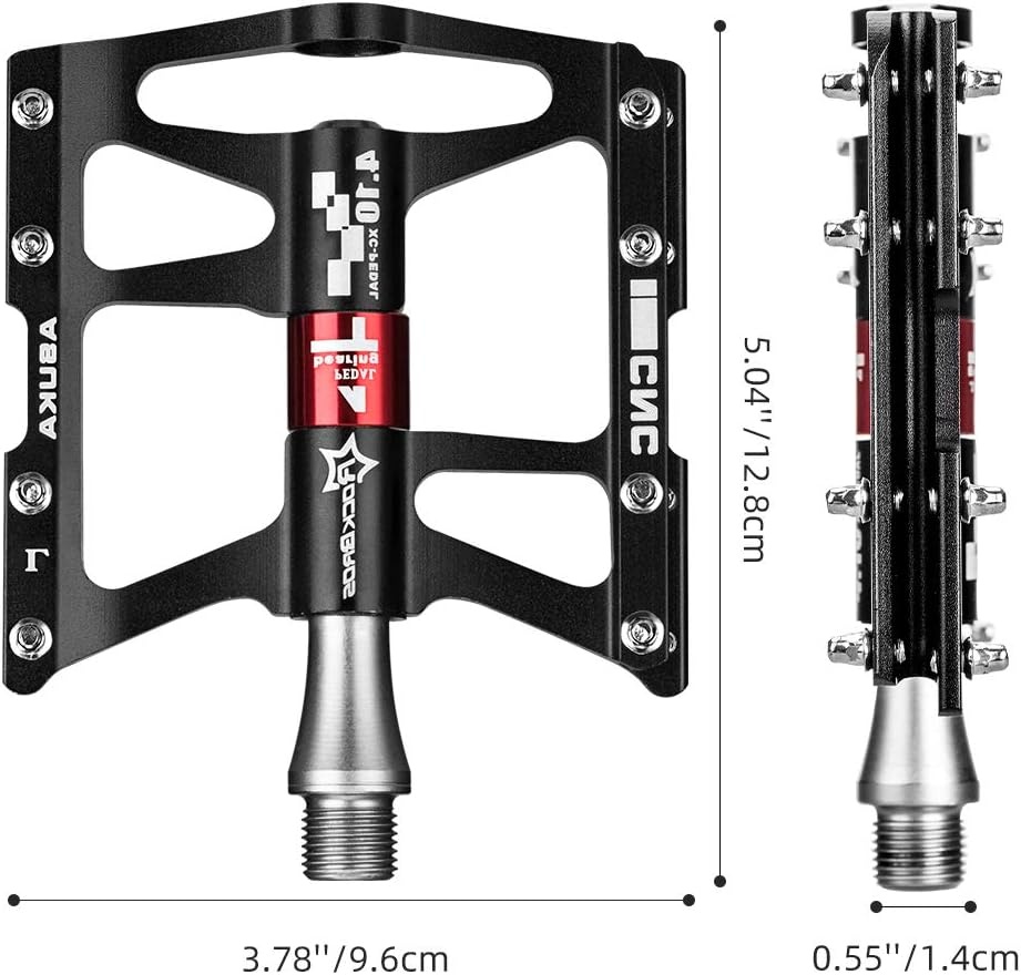 image:imageROCKBROS 4 Bearings Mountain Bike Pedals MTB Padals Platform Flat Bike Pedals Aluminum Alloy 916Black
