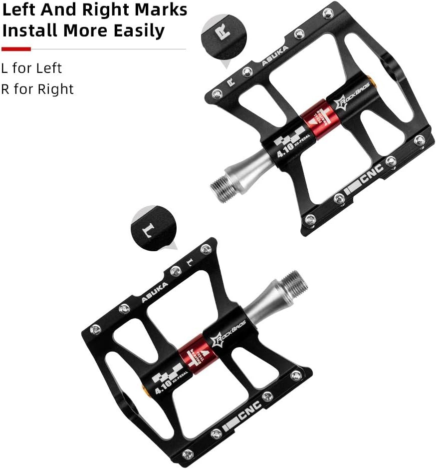image:imageROCKBROS 4 Bearings Mountain Bike Pedals MTB Padals Platform Flat Bike Pedals Aluminum Alloy 916Black