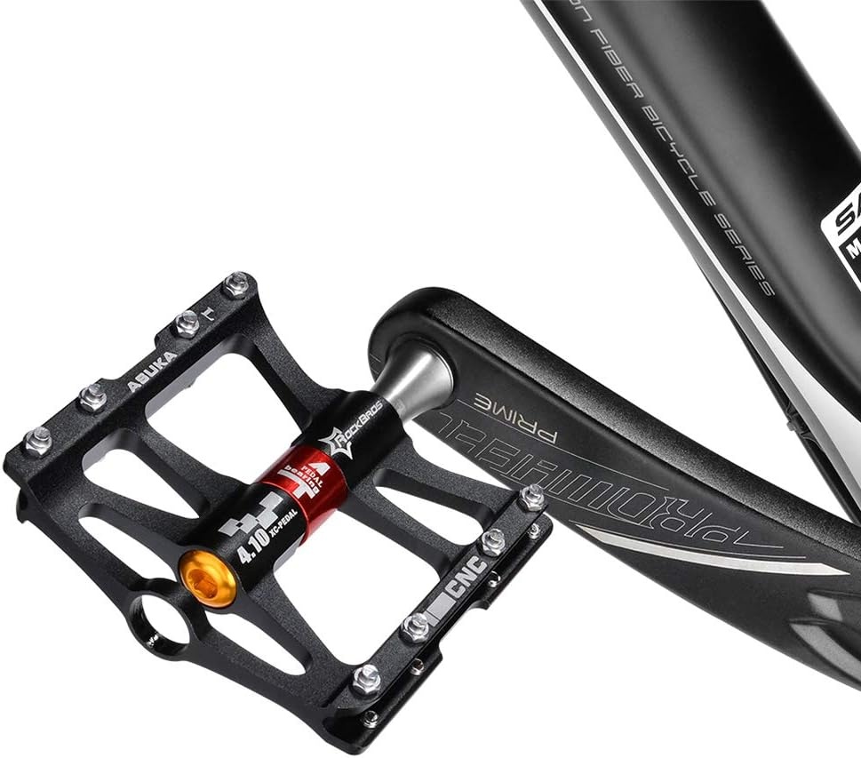 image:imageROCKBROS 4 Bearings Mountain Bike Pedals MTB Padals Platform Flat Bike Pedals Aluminum Alloy 916Black