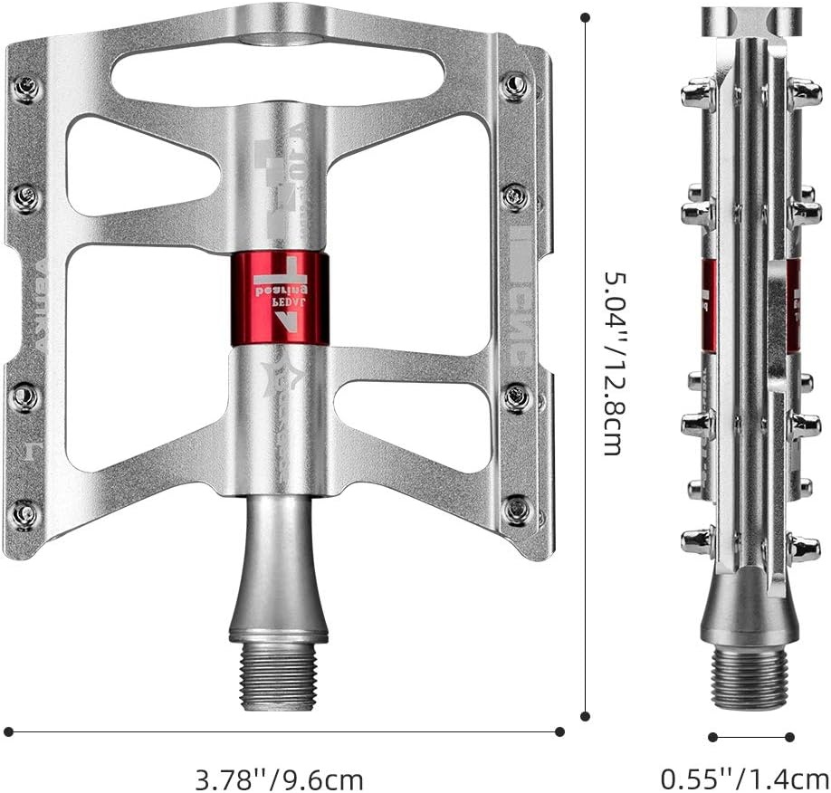 image:imageROCKBROS 4 Bearings Mountain Bike Pedals MTB Padals Platform Flat Bike Pedals Aluminum Alloy 916Silver
