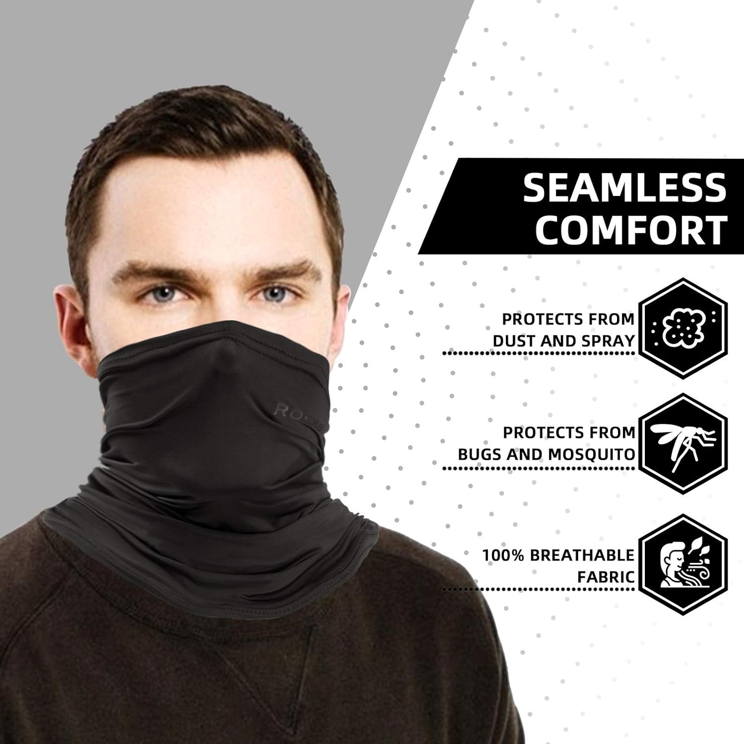 image:imageROCKBROS Cooling Neck Gaiter Bandana Face Mask for Men Neck Gaiters Summer Half Face Scarf Cover Sun UV ProtectionWhite 1black 1