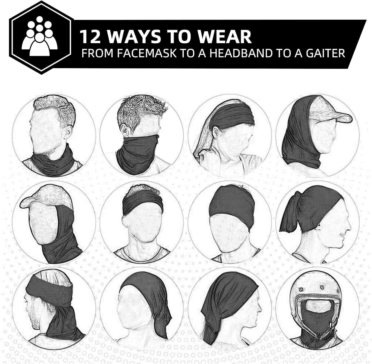 image:imageROCKBROS Cooling Neck Gaiter Bandana Face Mask for Men Neck Gaiters Summer Half Face Scarf Cover Sun UV ProtectionWhite 1black 1