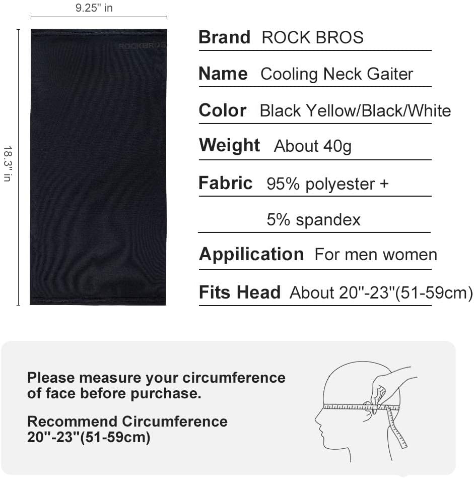 image:imageROCKBROS Cooling Neck Gaiter Face Mask Fishing Scarf Face Cover for Men WomenBlack
