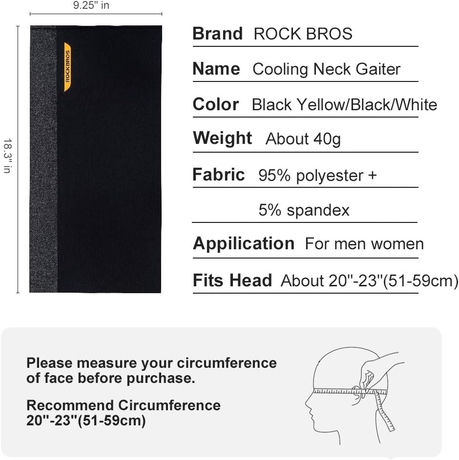 image:imageROCKBROS Cooling Neck Gaiter Face Mask Fishing Scarf Face Cover for Men WomenBlack Yellow