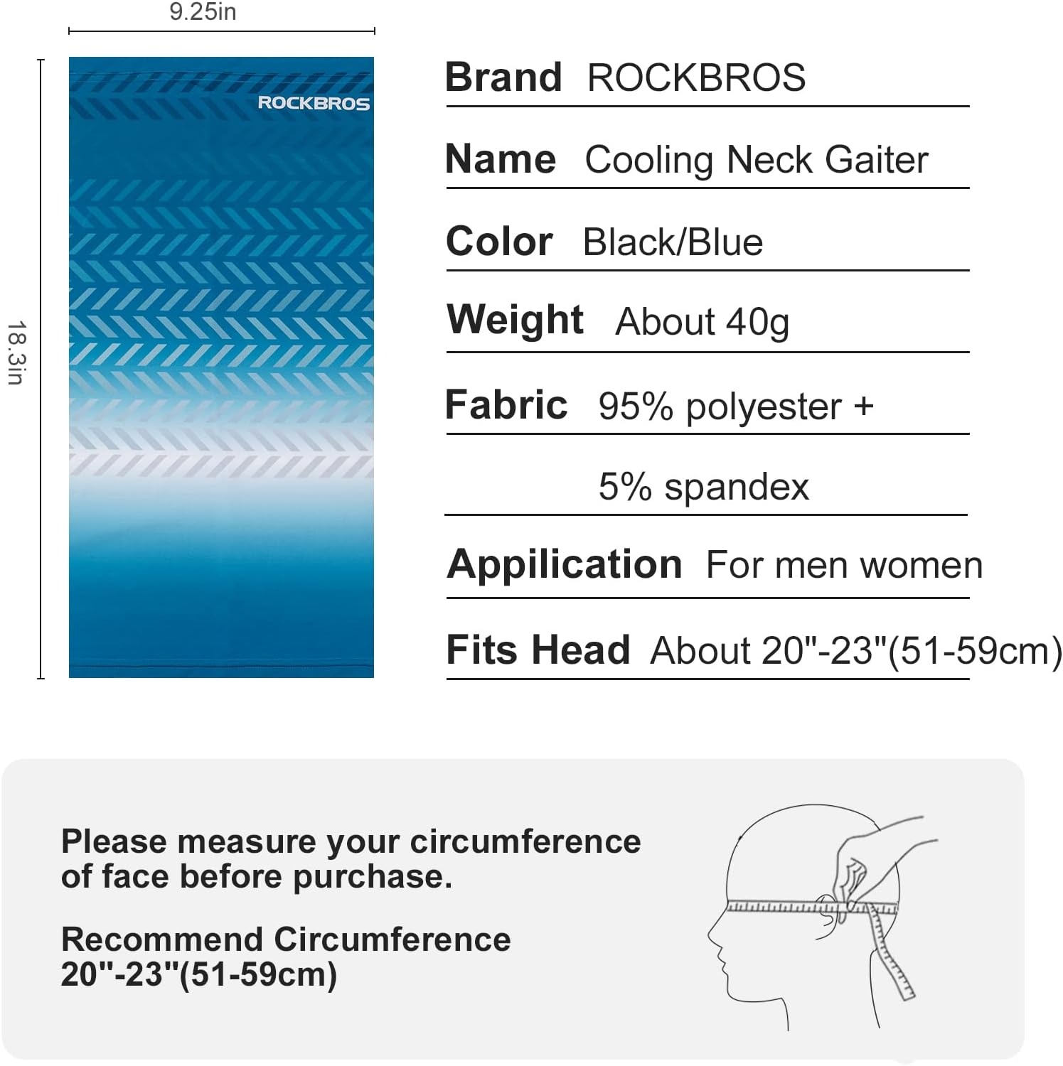 image:imageROCKBROS Cooling Neck Gaiter Face Mask Fishing Scarf Face Cover for Men WomenBlue 2