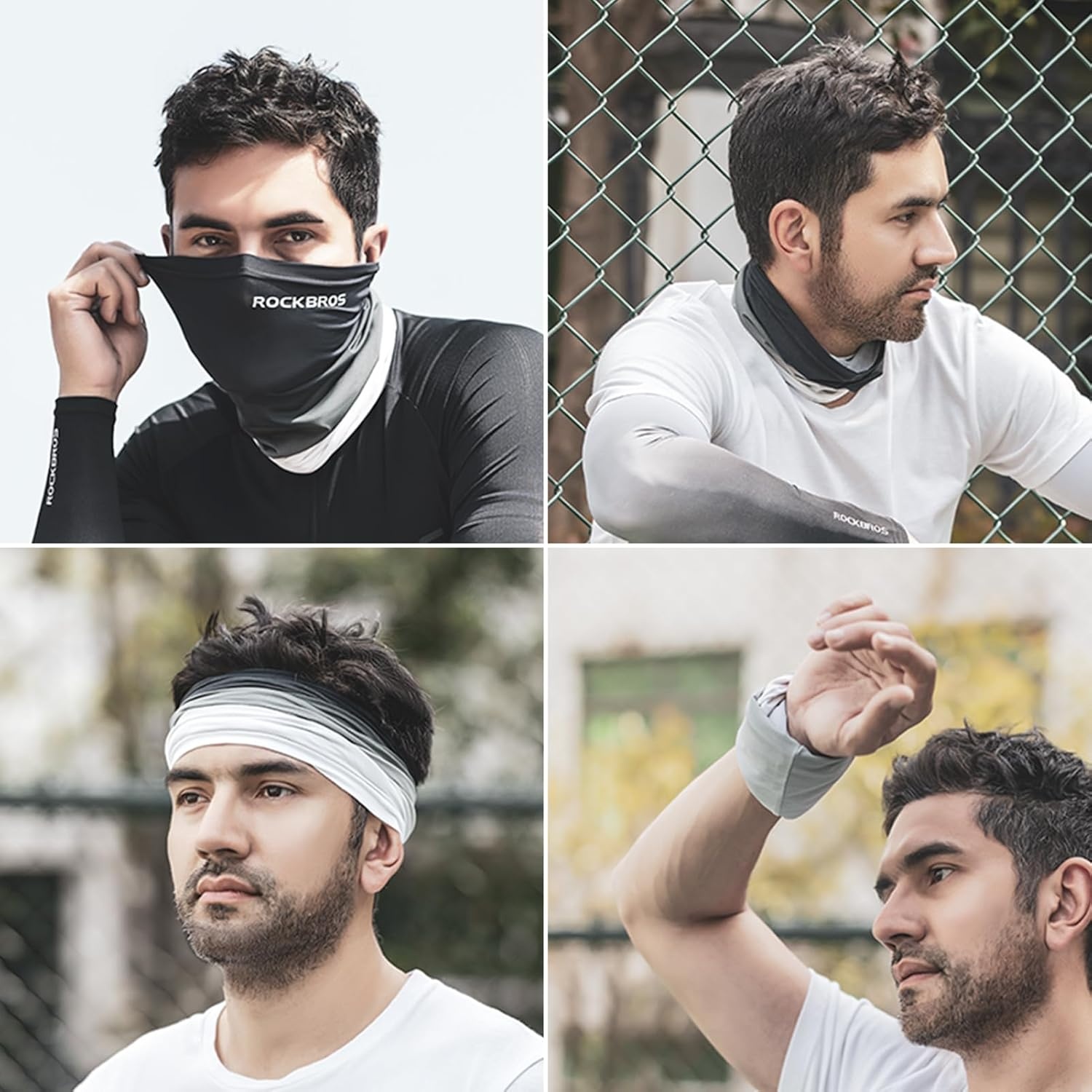 image:imageROCKBROS Cooling Neck Gaiter Face Mask Fishing Scarf Face Cover for Men WomenGrey 1