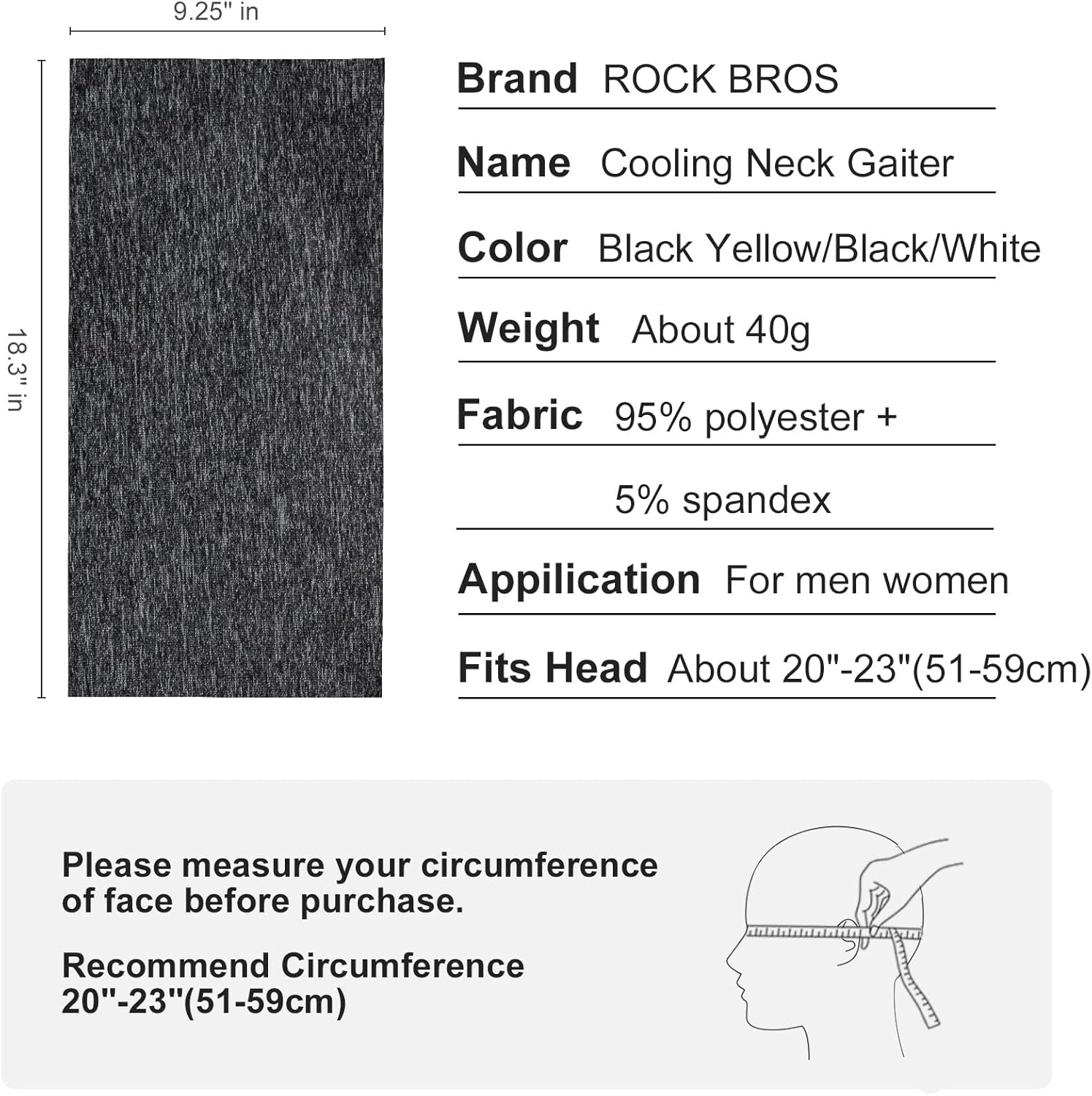 image:imageROCKBROS Cooling Neck Gaiter Face Mask Fishing Scarf Face Cover for Men WomenGrey