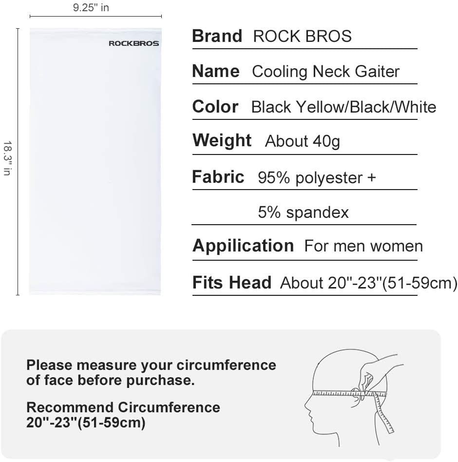 image:imageROCKBROS Cooling Neck Gaiter Face Mask Fishing Scarf Face Cover for Men WomenWhite