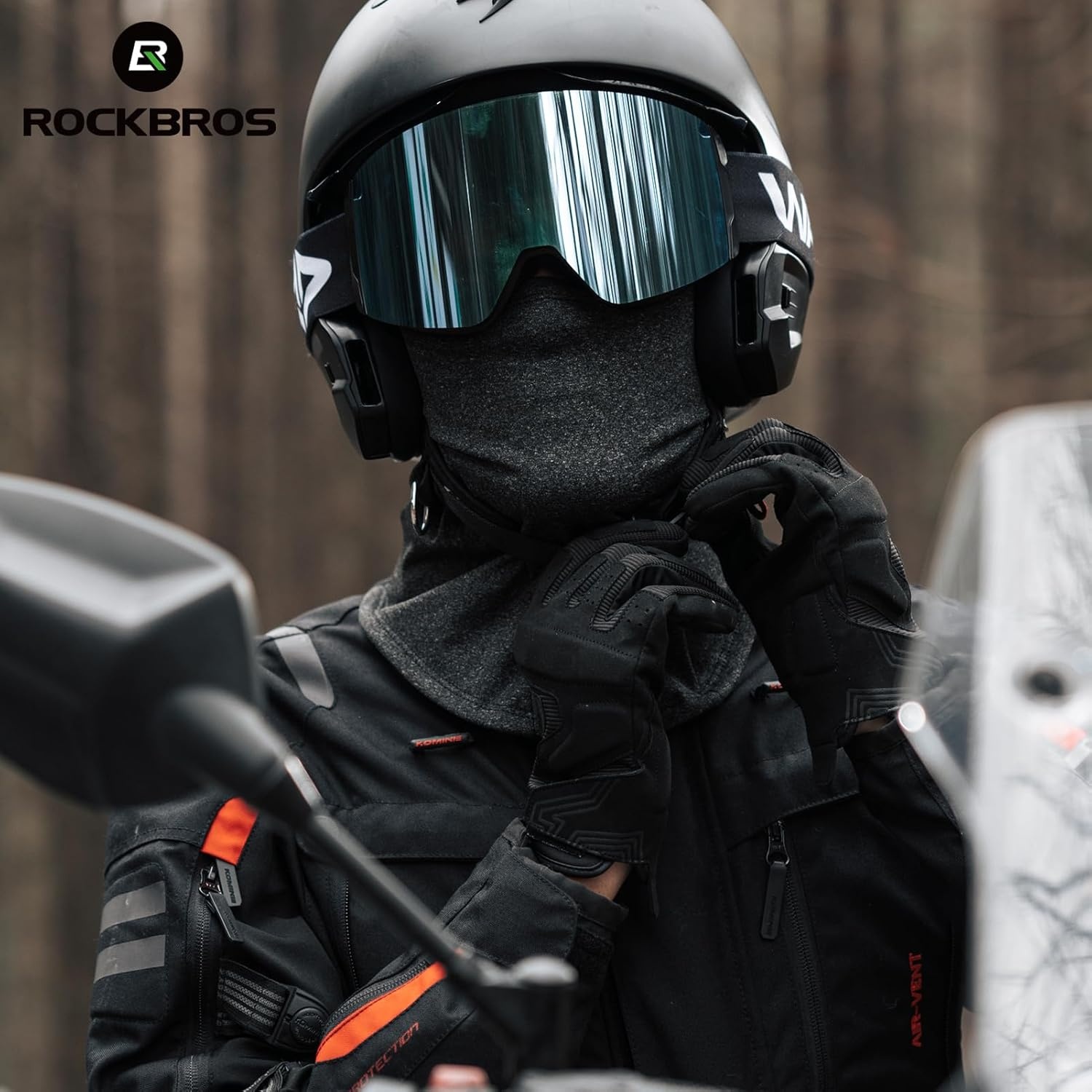 image:imageROCKBROS Mens Brown Cycling Motocross Bike Gloves Touch Screen Full Finger ShockAbsorbing Breathable Abrasion Resistantgray