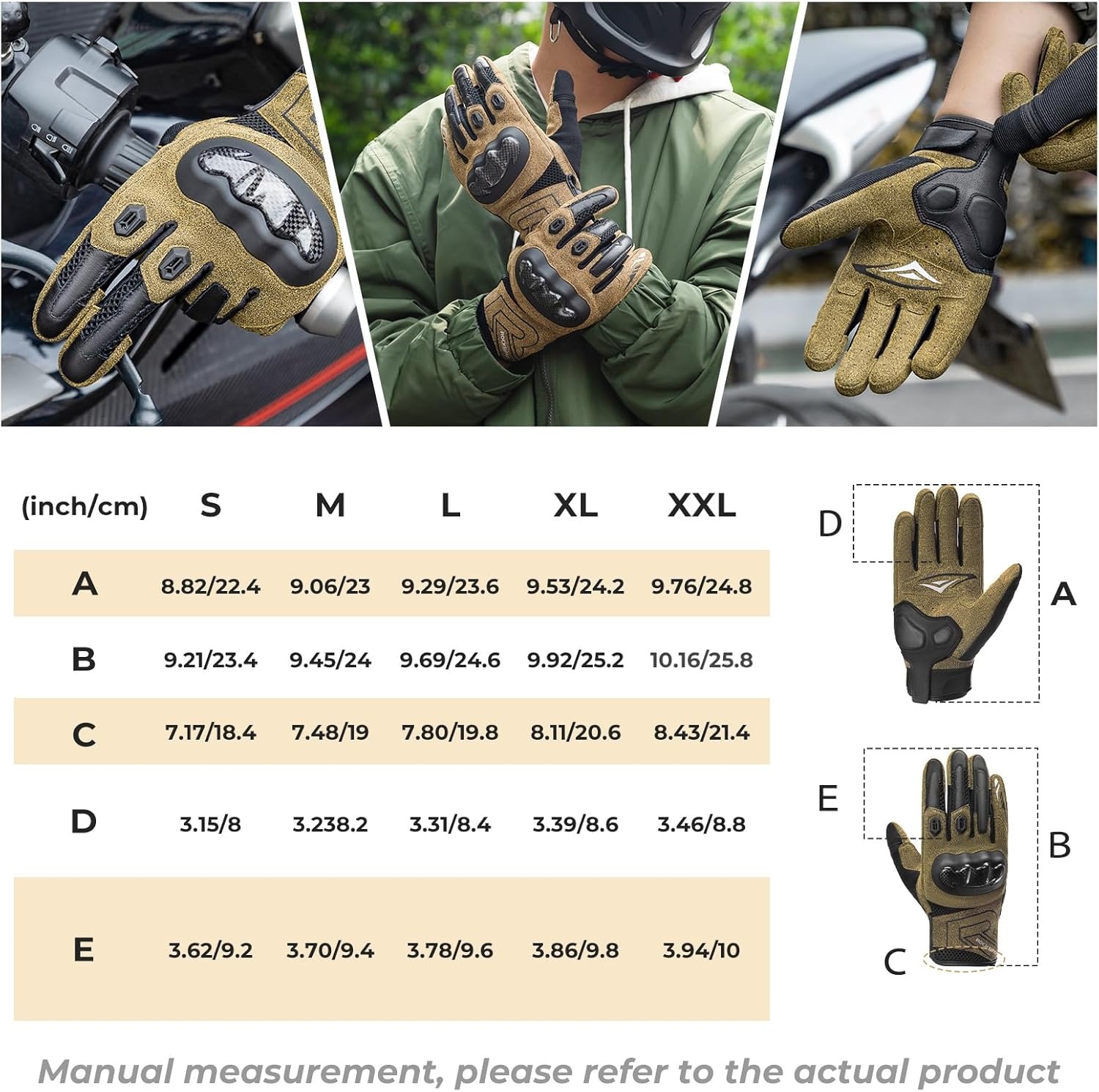 image:imageROCKBROS Motorcycle Gloves amp Mountain Bike Gloves for Men Women with Touchscreen amp DualLayer Carbon Fiber Armor for Motorcross Racing Dirt Bike Climbing RacingSkiingWorkLarge