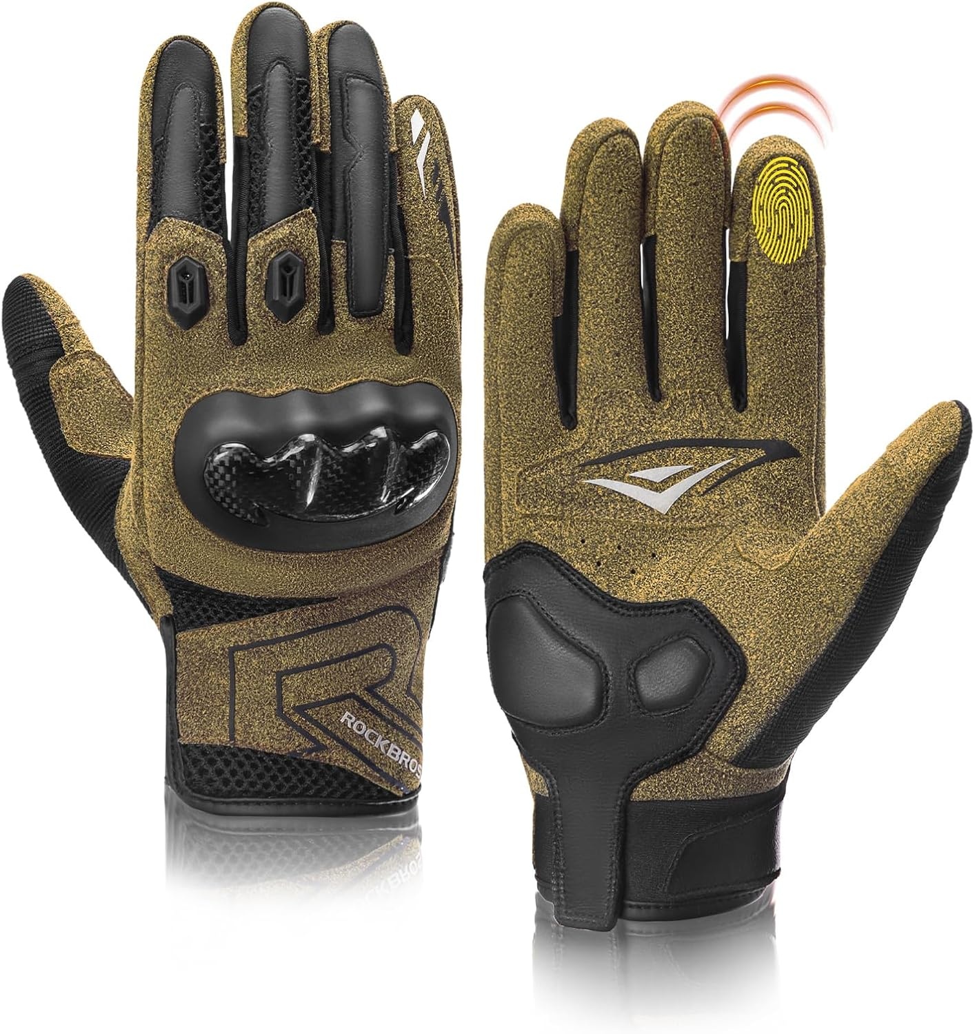 image:imageROCKBROS Motorcycle Gloves amp Mountain Bike Gloves for Men Women with Touchscreen amp DualLayer Carbon Fiber Armor for Motorcross Racing Dirt Bike Climbing RacingSkiingWorkXLarge