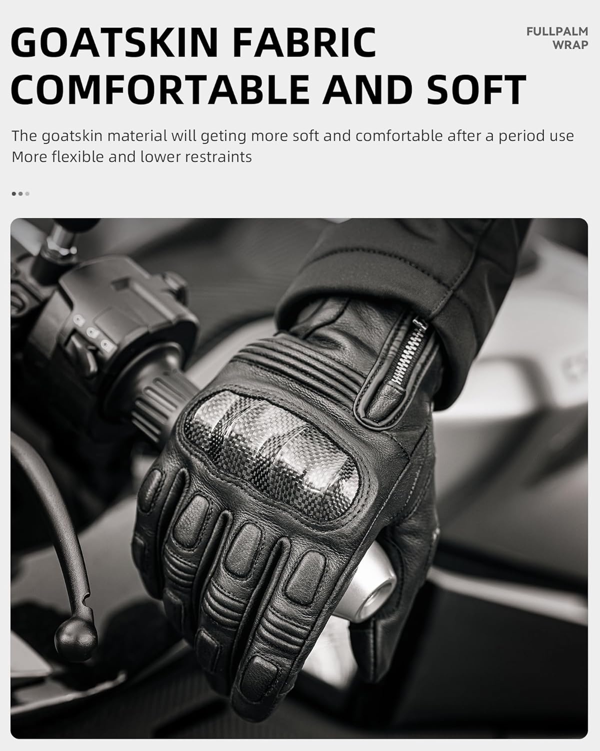 image:imageROCKBROS Motorcycle amp Mountain Bike Gloves for Men Women Goatskin Bicycle Gloves Breathable Carbon Fiber Protection Sensitive Finger MTB Gloves for Dirt Bike Climbing RacingSkiingWork