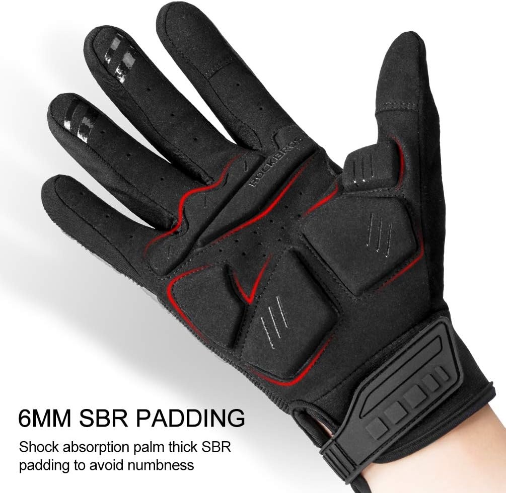 image:imageROCKBROS Mountain Bike Gloves with Gel Pad Touch Screen Knuckle Protection for BMX MX ATV MTB Racing Blackblack