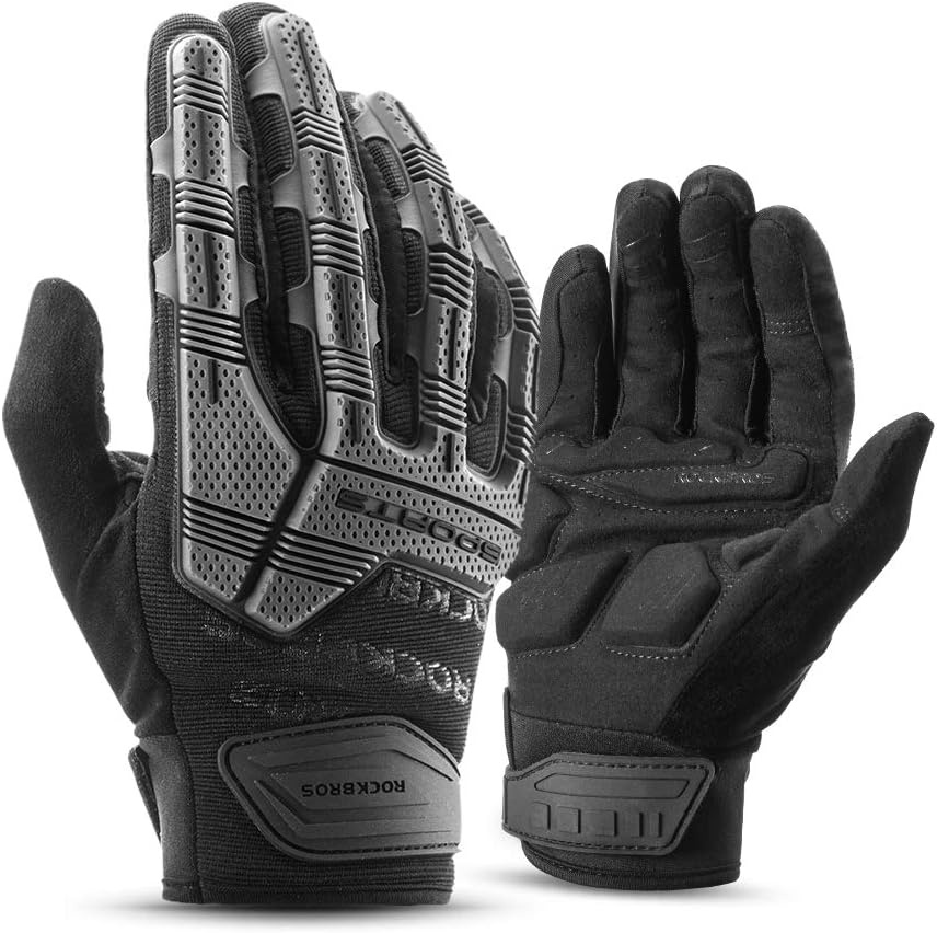 image:imageROCKBROS Mountain Bike Gloves with Gel Pad Touch Screen Knuckle Protection for BMX MX ATV MTB Racing Blackblack