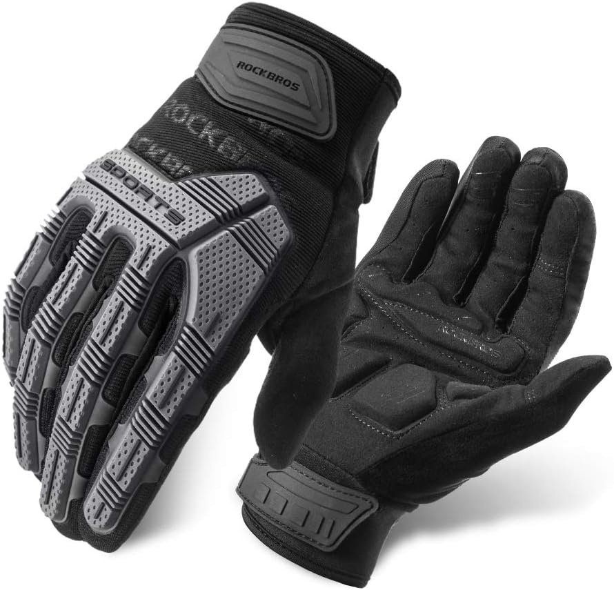 image:imageROCKBROS Mountain Bike Gloves with Gel Pad Touch Screen Knuckle Protection for BMX MX ATV MTB Racing Blackblack