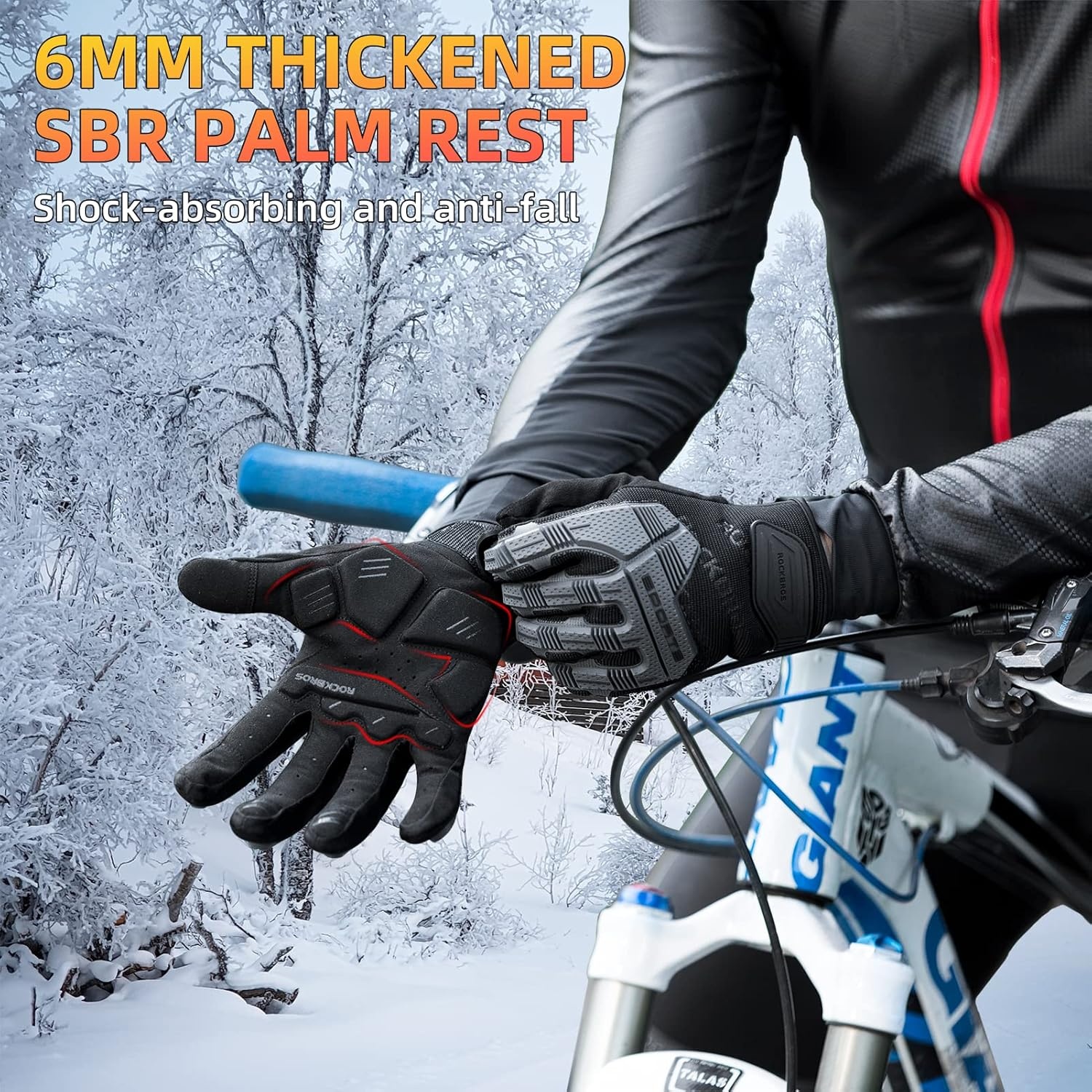image:imageROCKBROS Mountain Bike Gloves with Gel Pad Touch Screen Knuckle Protection for BMX MX ATV MTB Racing Blackblack