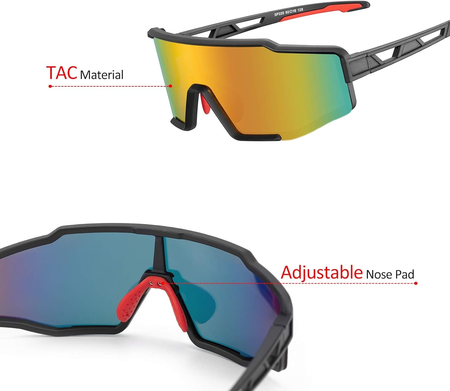 image:imageROCKBROS Polarized Sunglasses for Men Women Cycling Glasses Sports Driving Bike Fishing Running Sunglasses TAC UV400Black