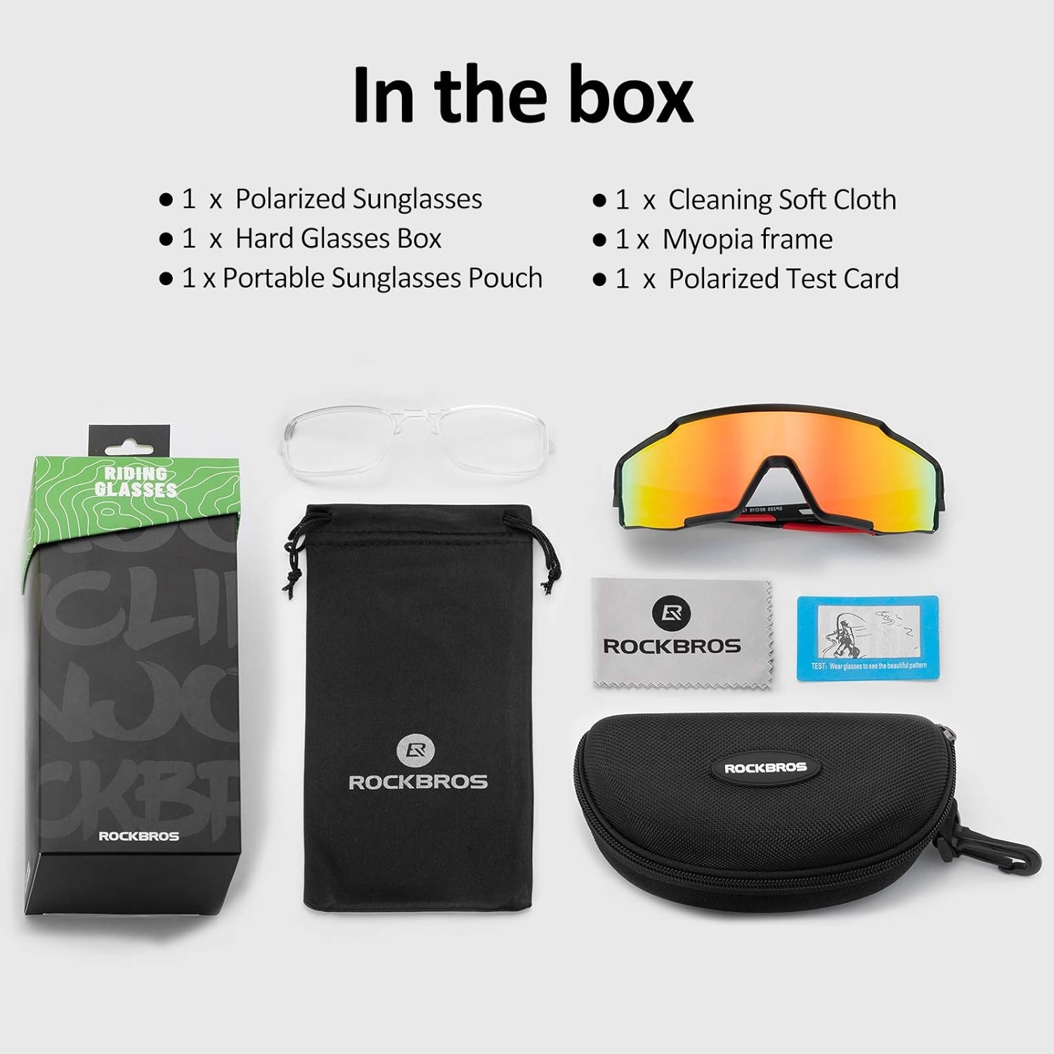 image:imageROCKBROS Polarized Sunglasses for Men Women Cycling Glasses Sports Driving Bike Fishing Running Sunglasses TAC UV400Black