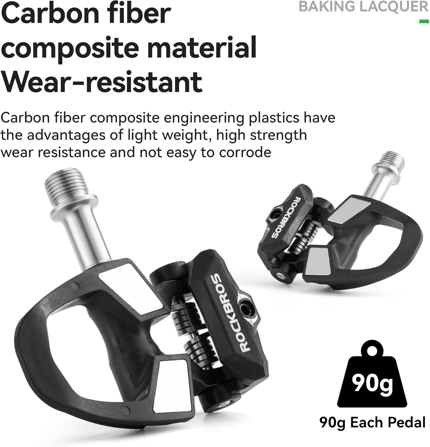 image:imageROCKBROS SPDSL Compatible Road Bike PedalsOnly 90g Ultralight Clipless Pedals 180gpair with Carbon Fiber Composite 916 Titanium Spindle amp Sealed Bearings for Smooth Efficient Power Transfer