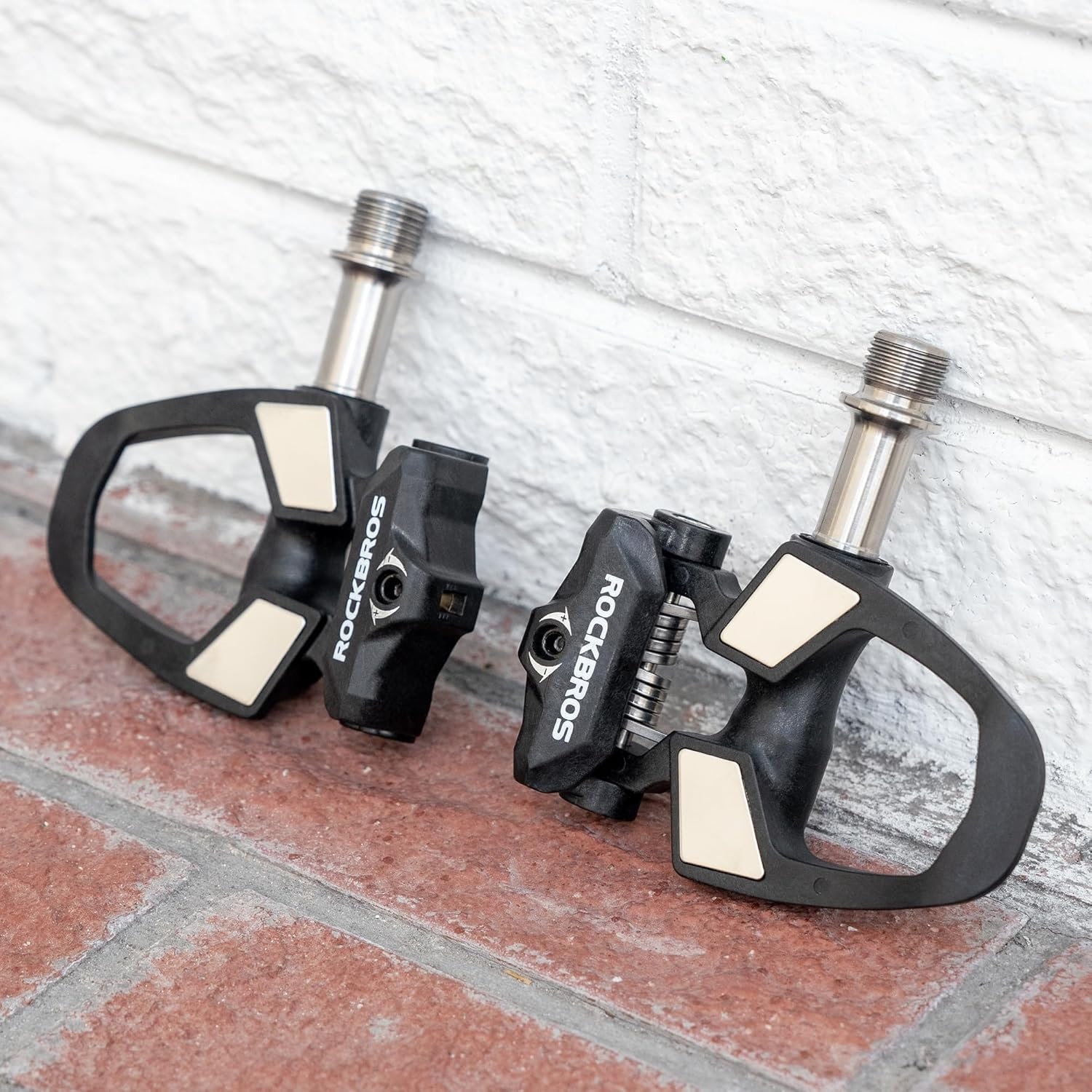 image:imageROCKBROS SPDSL Compatible Road Bike PedalsOnly 90g Ultralight Clipless Pedals 180gpair with Carbon Fiber Composite 916 Titanium Spindle amp Sealed Bearings for Smooth Efficient Power Transfer