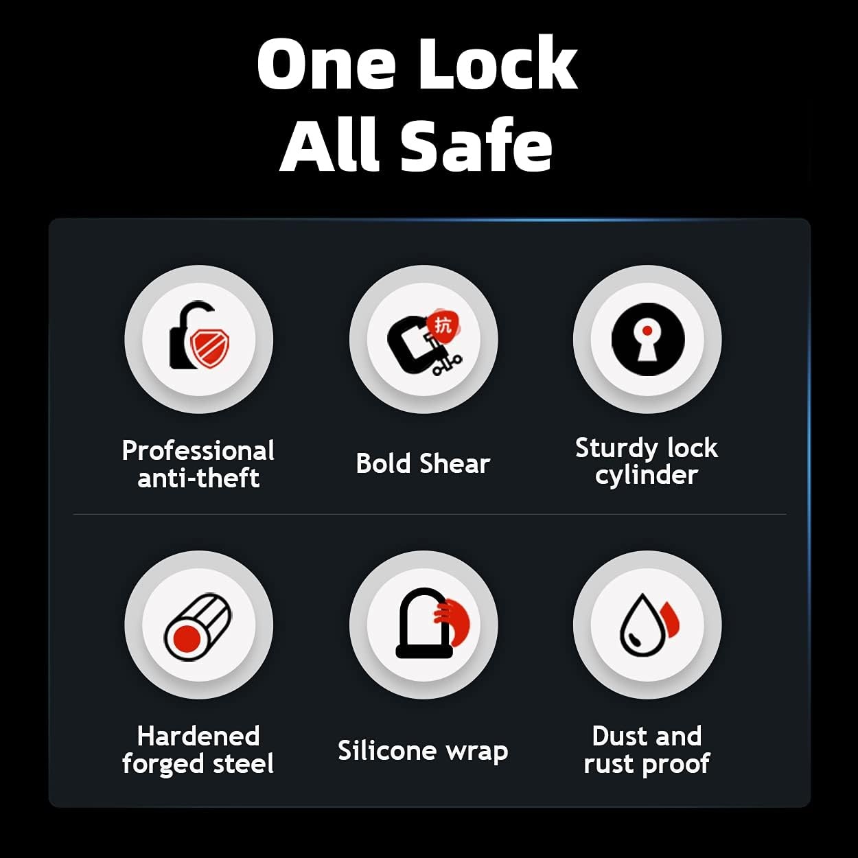 image:imageROCKBROS U Lock Bike U Lock with Cable Heavy Duty Anti Theft Bike Lock ULock 4 ft Cable Mounting Bracket for Bikes eBikes Motorcycles ScootersBlack