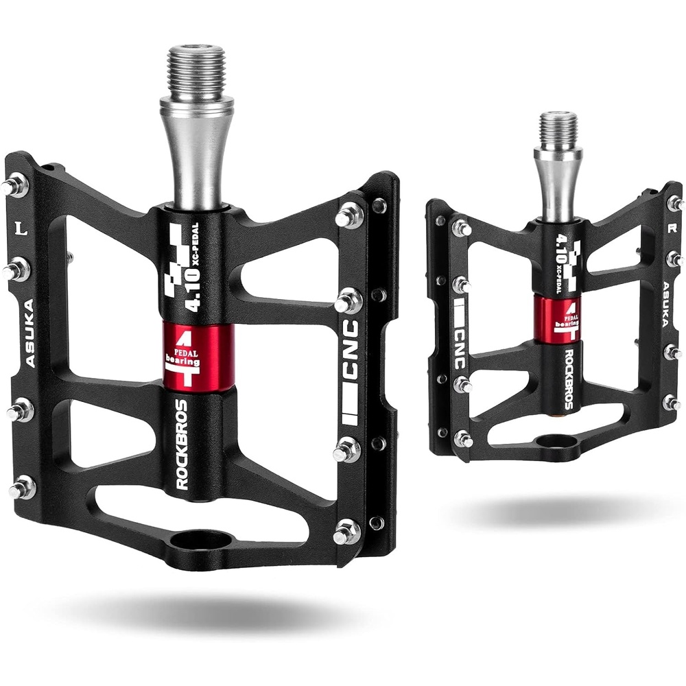 image:imageROCKBROS 4 Bearings Mountain Bike Pedals MTB Padals Platform Flat Bike Pedals Aluminum Alloy 916Black