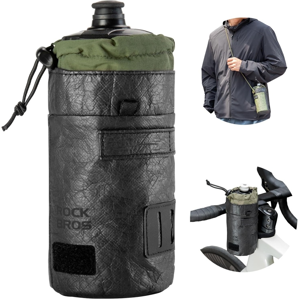 image:imageROCKBROS Bike Water Bottle Holder Bag Handlebar Bike Stem Bag HandsFree MultiStrap Mount UltraLight Bike Cup Holder