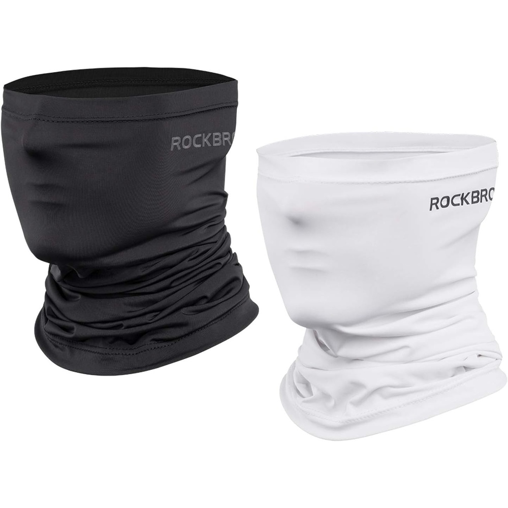 image:imageROCKBROS Cooling Neck Gaiter Bandana Face Mask for Men Neck Gaiters Summer Half Face Scarf Cover Sun UV ProtectionWhite 1black 1