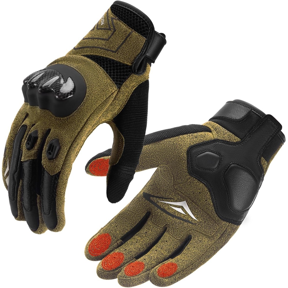 image:imageROCKBROS Motorcycle Gloves amp Mountain Bike Gloves for Men Women with Touchscreen amp DualLayer Carbon Fiber Armor for Motorcross Racing Dirt Bike Climbing RacingSkiingWorkLarge