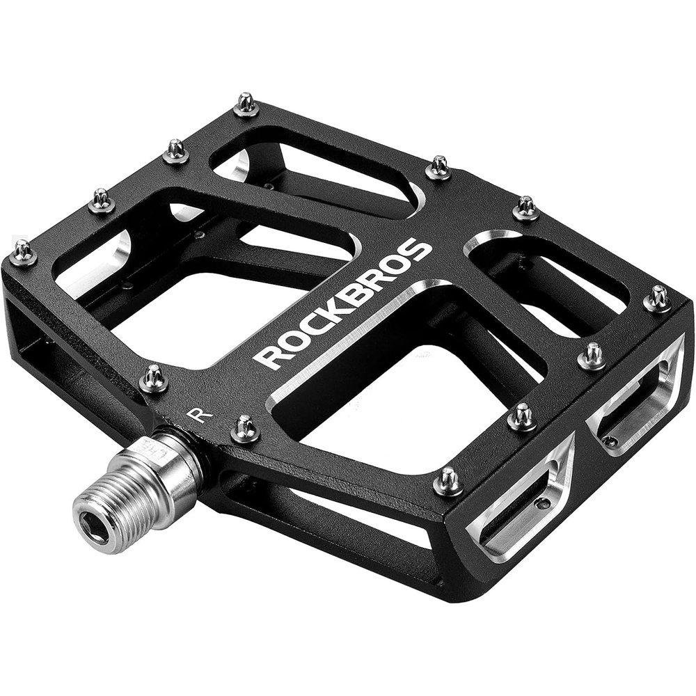 image:imageROCKBROS Mountain Bike Pedals MTB Pedal Aluminum Bicycle Wide Platform Flat Pedals 916 Cycling Sealed Bearing Pedals for Road Mountain BMX MTB Bike