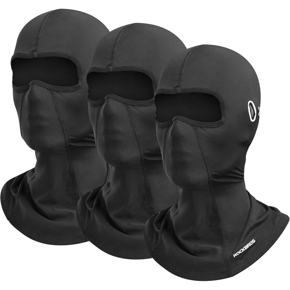 image:imageROCKBROS Summer Balaclava Face Mask Cooling Neck Gaiter Breathable Face Covering Motorcycle Cycling for Men WomenBlack 3 Packs