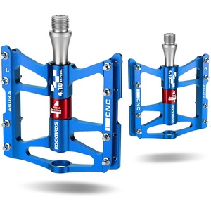 ROCKBROS 4 Bearings Mountain Bike Pedals MTB Padals Platform Flat Bike Pedals Aluminum Alloy 9/16″(Blue)