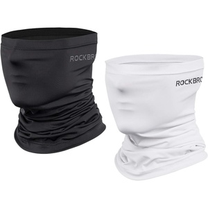 ROCKBROS Cooling Neck Gaiter Bandana Face Mask for Men Neck Gaiters Summer Half Face Scarf Cover Sun UV Protection(White 1+black 1)