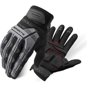 ROCKBROS Mountain Bike Gloves with Gel Pad Touch Screen Knuckle Protection for BMX MX ATV MTB Racing Black(black)
