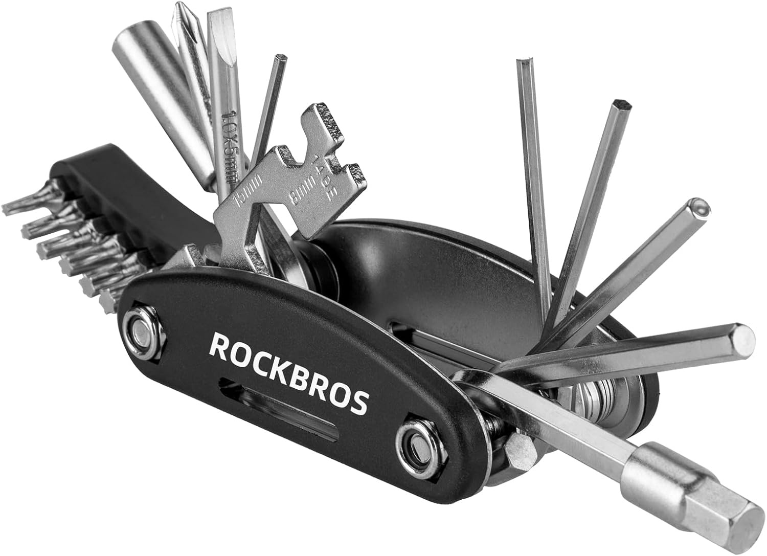 image:imageROCKBROS 16 In 1 MultiFunction Bike Tool Kit Portable Foldable Bike Multitool Cycling Tool Kit With Allen Wrench Tire Levers16 in 1 Tools