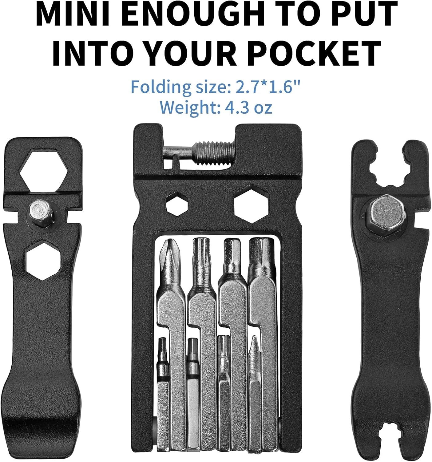 image:imageROCKBROS 16 In 1 MultiFunction Bike Tool Kit Portable Foldable Bike Multitool Cycling Tool Kit With Allen Wrench Tire Levers20 in 1 Tools