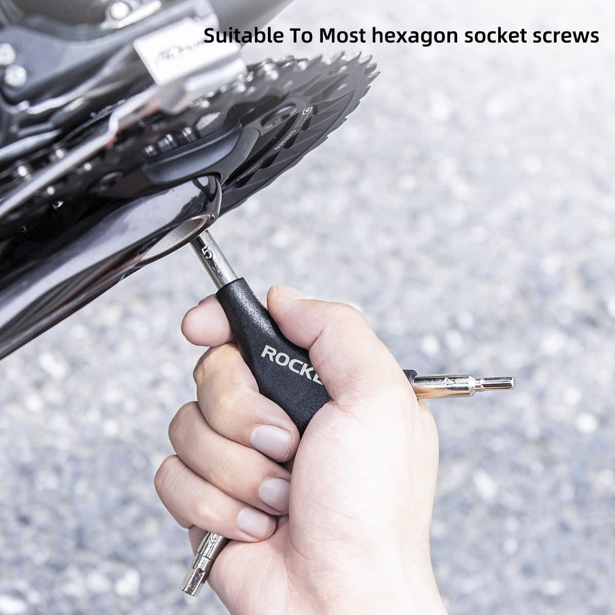 image:imageROCKBROS 3in1 Allen Hex Wrench Set 456mm Sizes Black Silver Steel and PVC