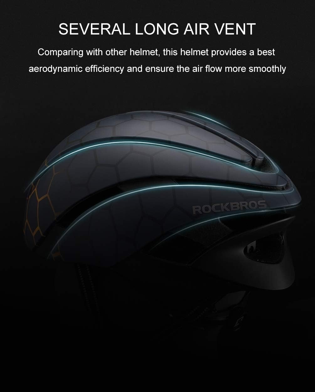image:imageROCKBROS Adult Bike Helmet Streamlined Aerodynamic Comfortable Y Shaped Strap Cycling Helmet for Larger Head Men Women Reflective Adjustable Webbing for Road amp Mountain BikingPatterned