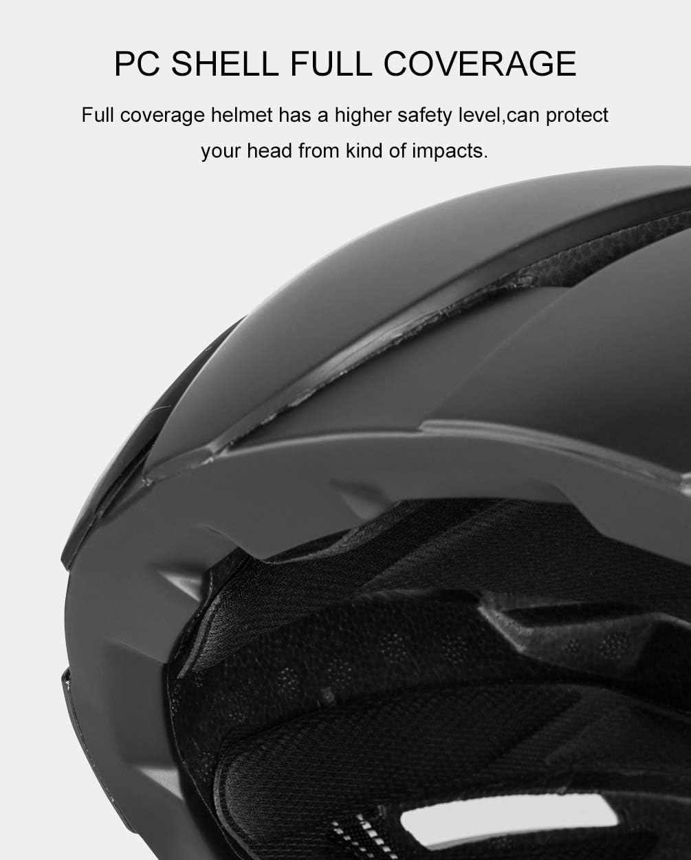 image:imageROCKBROS Adult Bike Helmet Streamlined Aerodynamic Comfortable Y Shaped Strap Cycling Helmet for Larger Head Men Women Reflective Adjustable Webbing for Road amp Mountain BikingBlack