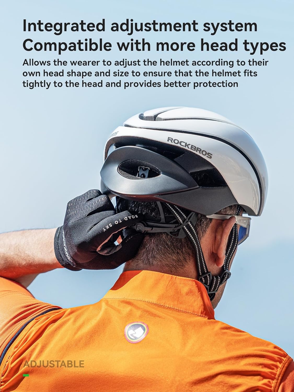 image:imageROCKBROS Adult Bike Helmet Streamlined Aerodynamic Comfortable Y Shaped Strap Cycling Helmet for Larger Head Men Women Reflective Adjustable Webbing for Road amp Mountain BikingPatterned