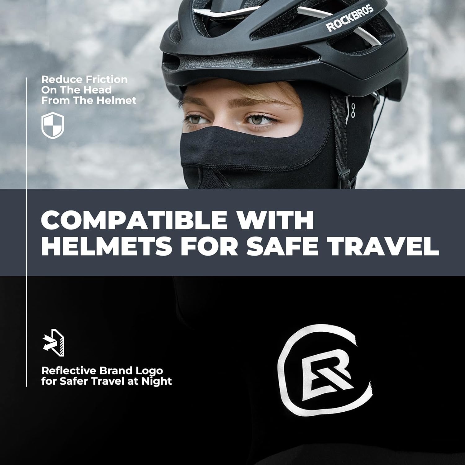 image:imageROCKBROS Balaclava Ski Mask Thermal Full Face Mask for Winter Face Cover Under Helmet Wear for Men Women Windproof Head Mask Neck Warmer for Cycling Motorcycle Skiing Black
