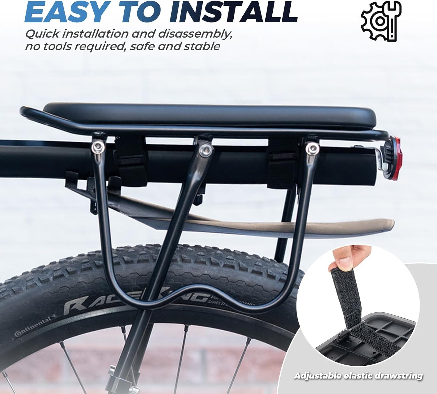 image:imageROCKBROS Bike Rear Seat Kids Pad Manned Cushion with Hook amp Loop Strap Child Bike Seat Bicycle Back Shelf MTB Ebike Carrier for Cargo amp Passenger 126 59 inch