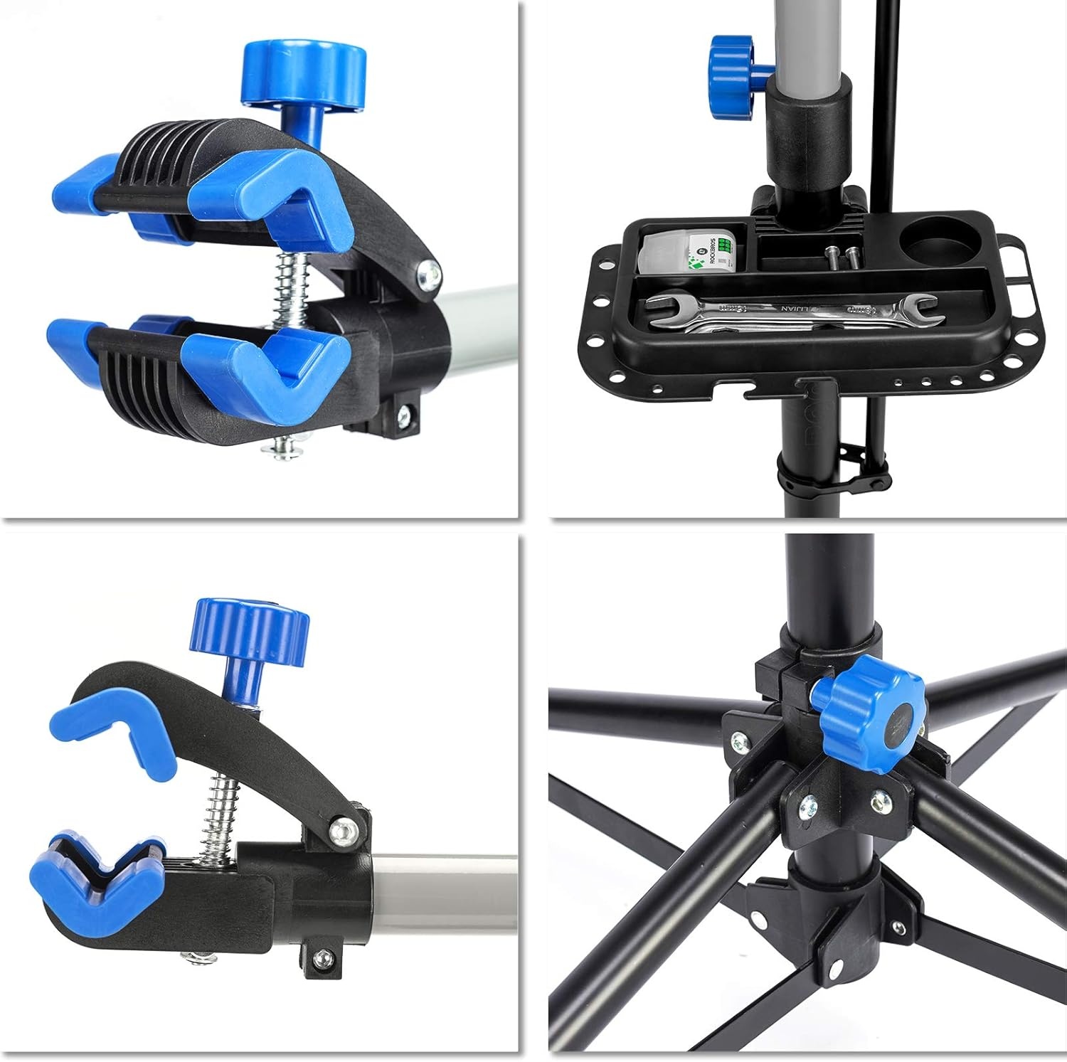 image:imageROCKBROS Bike Repair Stand Bicycle Maintenance Rack Bike Stand for Maintenance Height Adjustable Foldable Bike Repair Mechanic Stand with Tool Tray for Mountain Road Bikes
