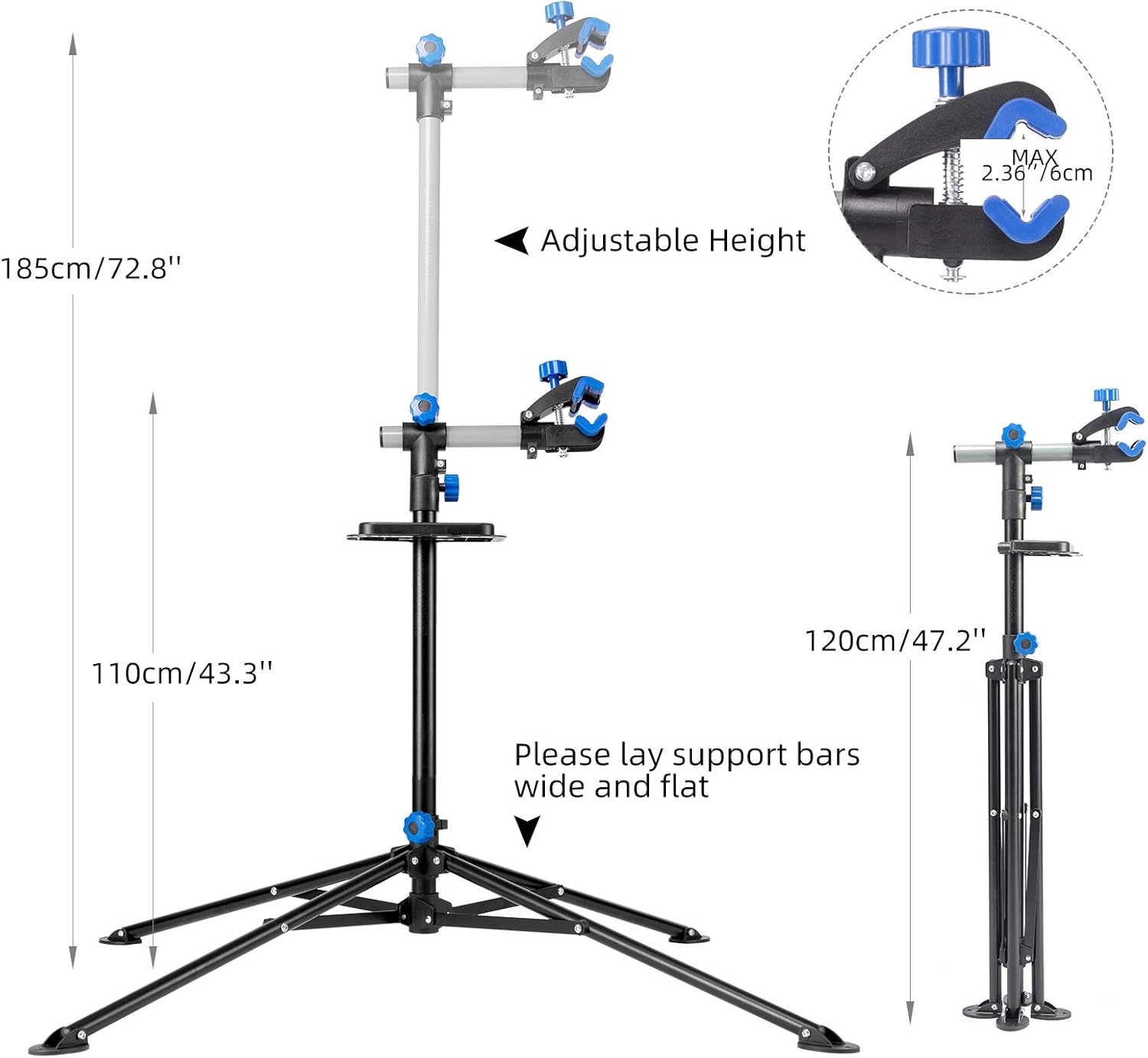 image:imageROCKBROS Bike Repair Stand Bicycle Maintenance Rack Bike Stand for Maintenance Height Adjustable Foldable Bike Repair Mechanic Stand with Tool Tray for Mountain Road Bikes