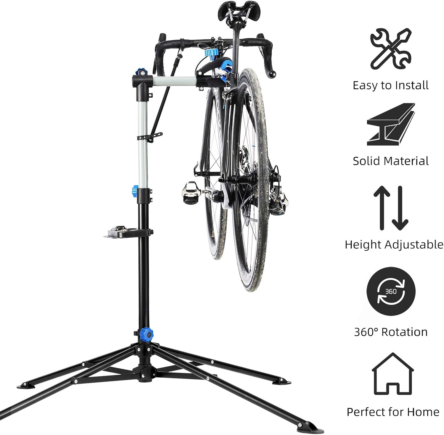 image:imageROCKBROS Bike Repair Stand Bicycle Maintenance Rack Bike Stand for Maintenance Height Adjustable Foldable Bike Repair Mechanic Stand with Tool Tray for Mountain Road Bikes
