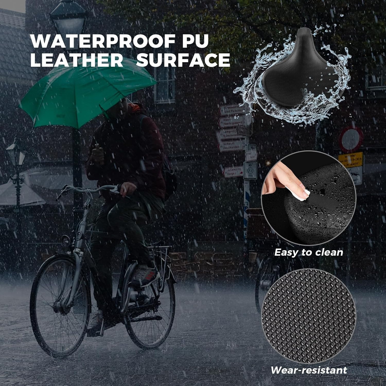 image:imageROCKBROS Bike Seat Cushion Bicycle Wide Saddle Replacement with NonSlip Matte Surface Oversized Comfortable Saddle for Peloton Bikes Exercise Bikes Electric Bikes Cruiser Bikes No ClampsTools