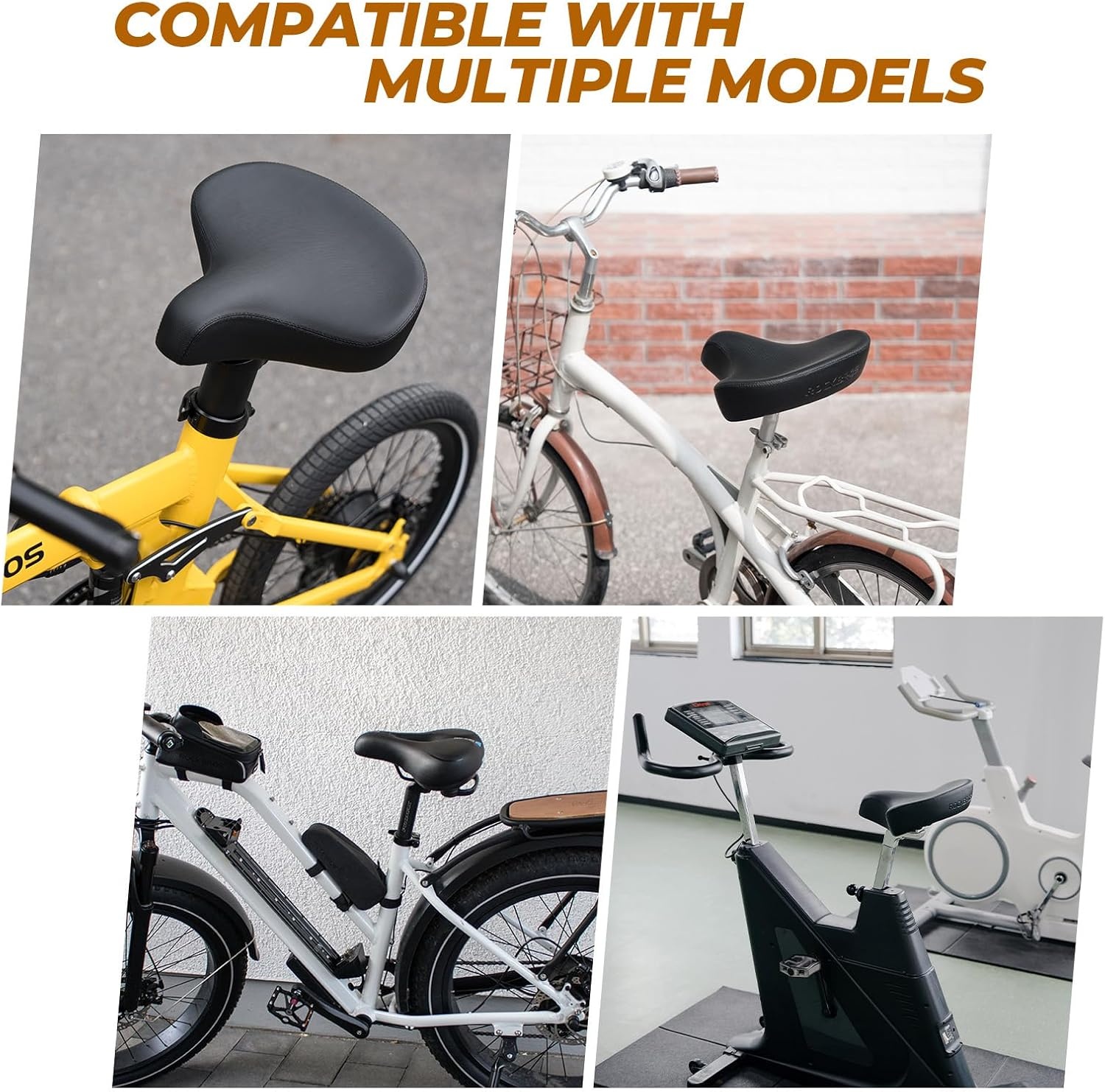 image:imageROCKBROS Bike Seat Cushion Bicycle Wide Saddle Replacement with NonSlip Matte Surface Oversized Comfortable Saddle for Peloton Bikes Exercise Bikes Electric Bikes Cruiser Bikes No ClampsTools