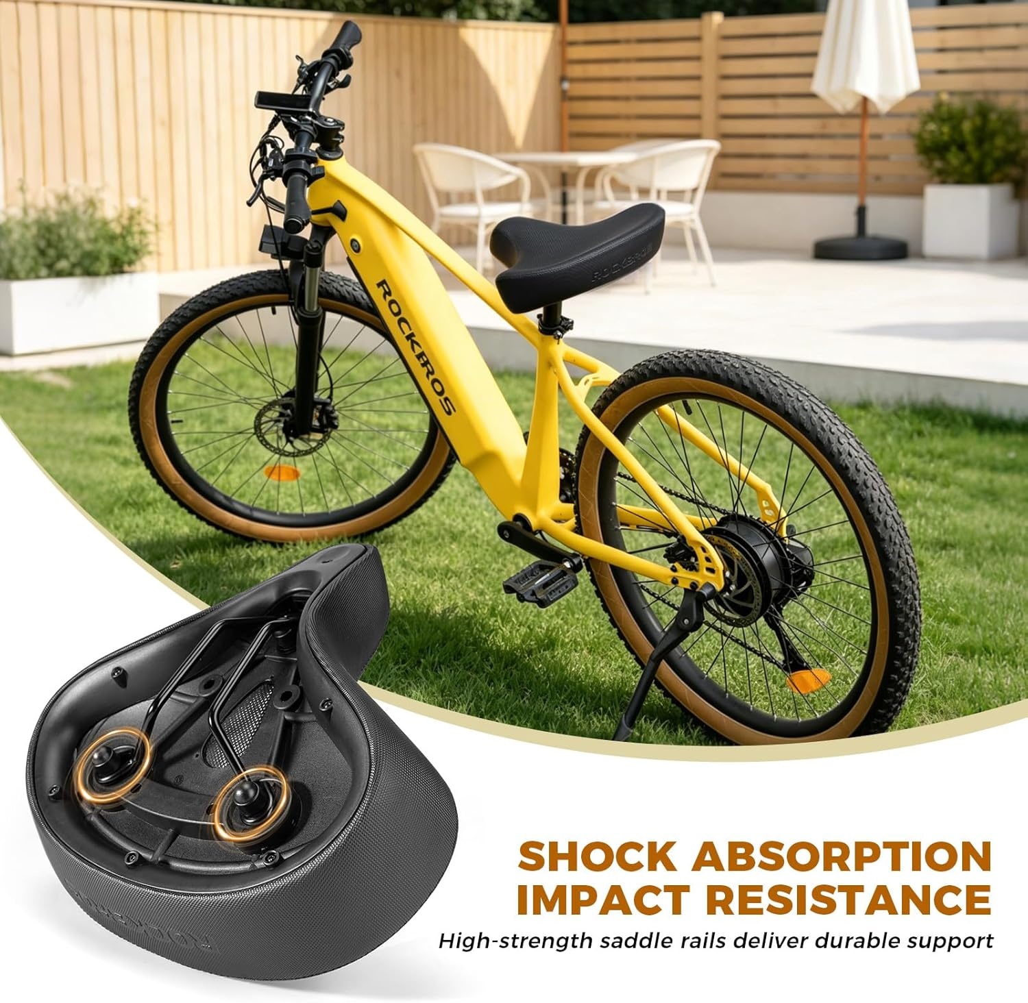 image:imageROCKBROS Bike Seat Cushion Bicycle Wide Saddle Replacement with NonSlip Matte Surface Oversized Comfortable Saddle for Peloton Bikes Exercise Bikes Electric Bikes Cruiser Bikes No ClampsTools