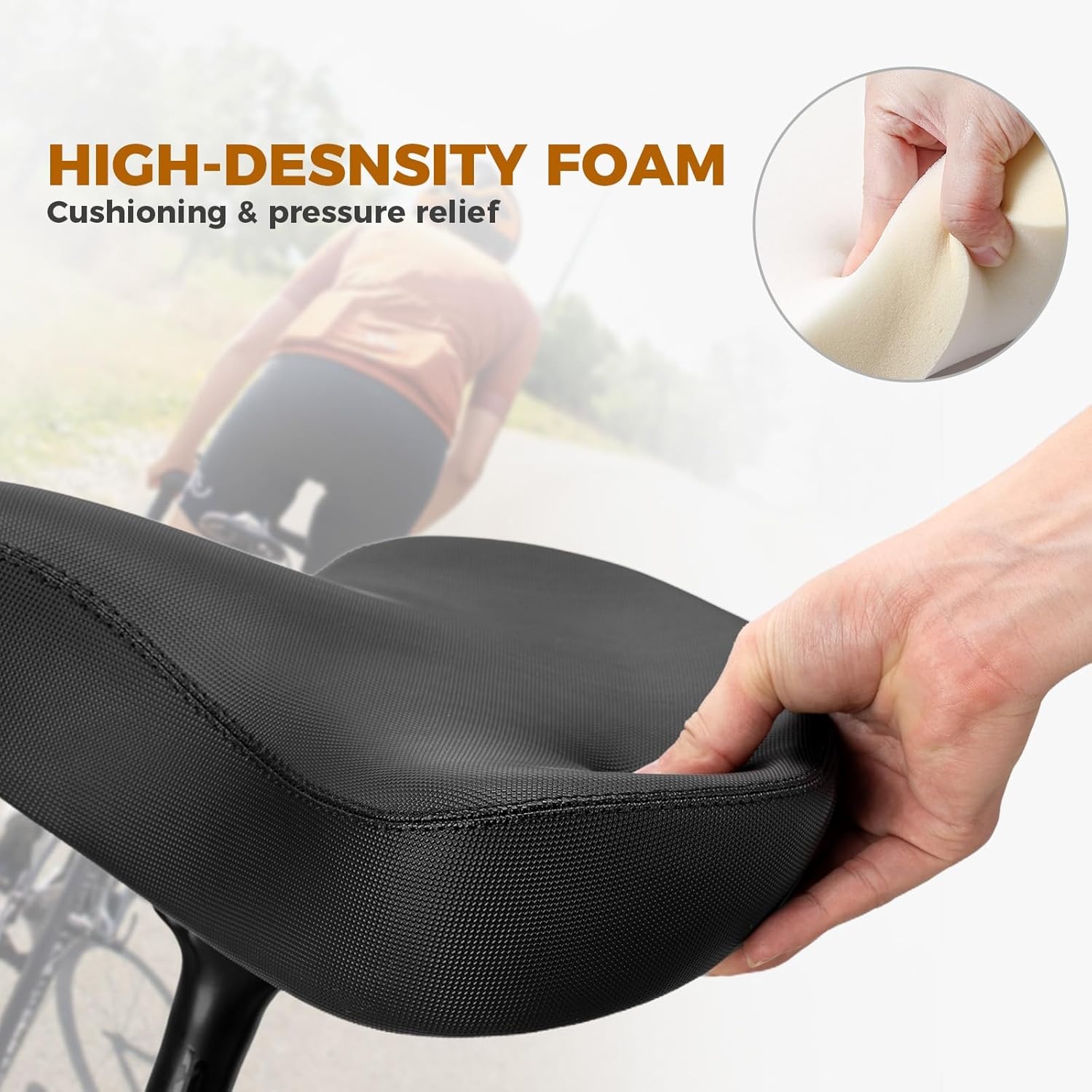 image:imageROCKBROS Bike Seat Cushion Bicycle Wide Saddle Replacement with NonSlip Matte Surface Oversized Comfortable Saddle for Peloton Bikes Exercise Bikes Electric Bikes Cruiser Bikes No ClampsTools