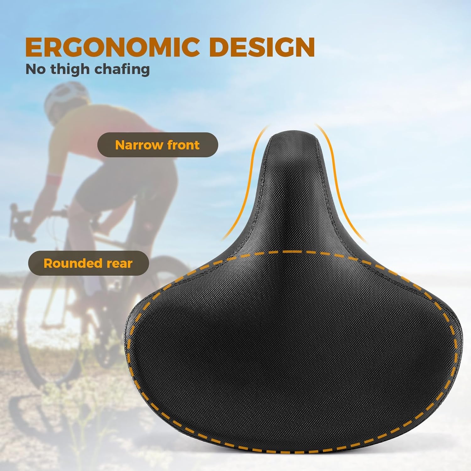 image:imageROCKBROS Bike Seat Cushion Bicycle Wide Saddle Replacement with NonSlip Matte Surface Oversized Comfortable Saddle for Peloton Bikes Exercise Bikes Electric Bikes Cruiser Bikes No ClampsTools